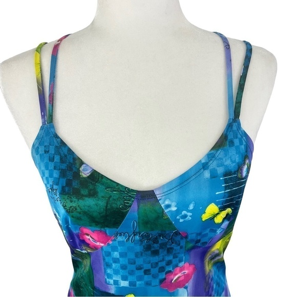 AIR Play Sport Multi Color Butterfly Strappy Mini Slip Dress - Picture 3 of 13